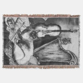 Couverture CHAT MUSICAL, OWL, VIOLIN, HARP Black White Grey M (Devant)