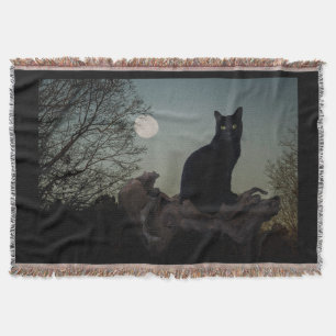 Couverture Chat noir dans un arbre devant une Pleine lune