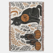 Couverture Chat noir mystique croissant de lune monogramme bo (devant Vertical)