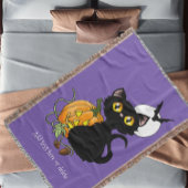 Couverture Chat noir violet Citrouille d'Halloween