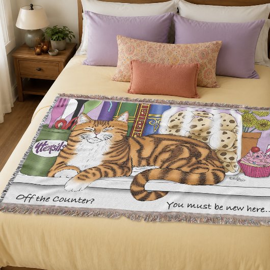 Couverture Chat orange tabby impertinent sur le comptoir de c