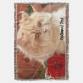 Couverture Chat perse avec une Rose rouge (devant Vertical)