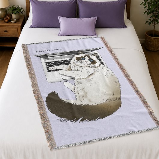 Couverture Chat Ragdoll Fluffy Ordinateur Portable Lavande Dr