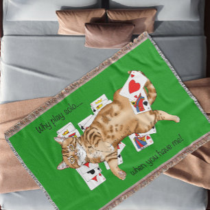 Couverture Chat tigré orange drôle jouant aux cartes de solit