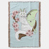 Couverture Chat vert blanc Lune Papillon de nuit (devant Vertical)
