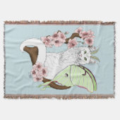 Couverture Chat vert blanc Lune Papillon de nuit (Devant)