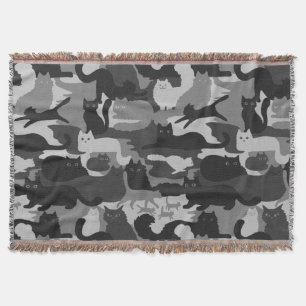 Couverture Chats Camouflés Gris Motif Chats Kitty Gris Camo