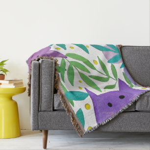 Couverture Chats et branches - violet et vert