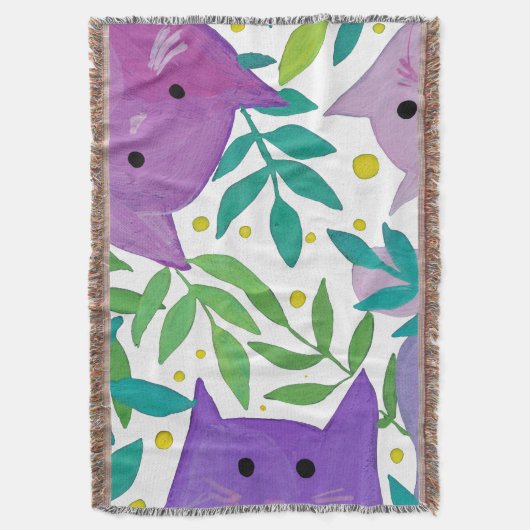 Couverture Chats et branches - violet et vert (devant Vertical)