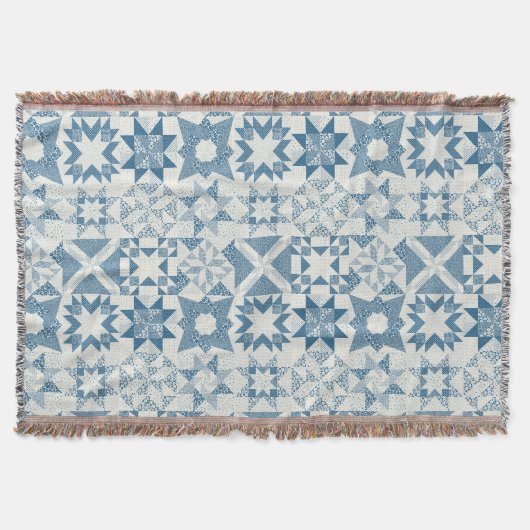 Couverture Cheater Traditionnel Patchwork Stars Quilt Blue (Devant)