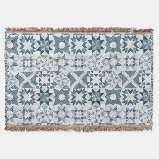 Couverture Cheater Traditionnel Patchwork Stars Quilt Blue (Devant)