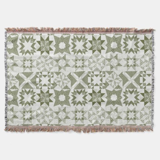 Couverture Cheater Traditionnel Patchwork Stars Quilt Green (Devant)