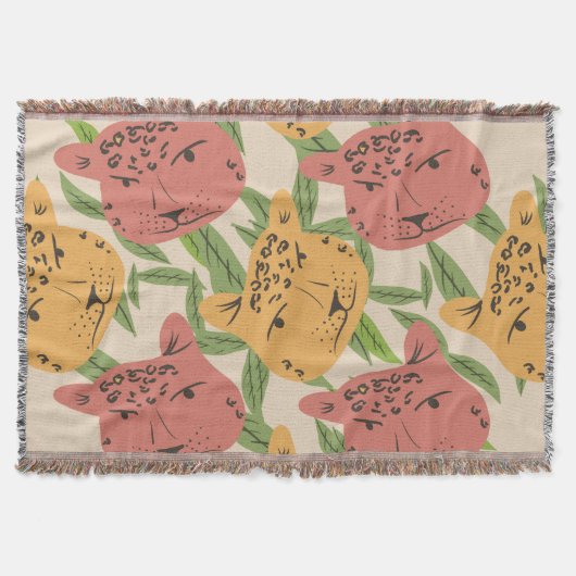 Couverture Cheetah Jungle Plante verdure Coral vert (Devant)