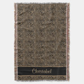 Couverture Cheetah Print Spots Black & Tan Custom Name (devant Vertical)