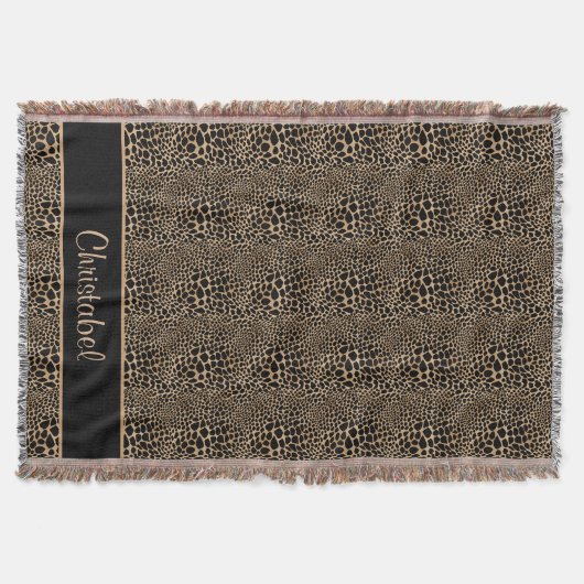 Couverture Cheetah Print Spots Black & Tan Custom Name (Devant)