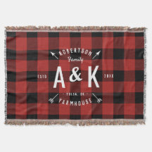 Chèque de bison rouge et Monogramme de flèche d'un