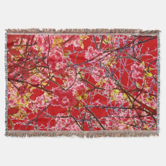 Couverture Cherry Blossom Rouge rose Floral Design (Devant)