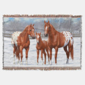 Couverture Chestnut Appaloosa Sorrel Quarter Chevaux en Neige (Devant)