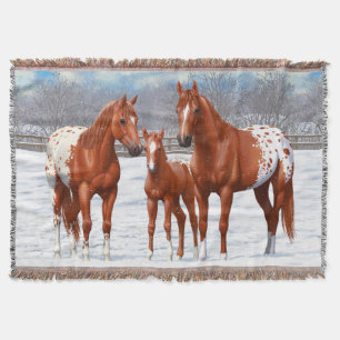 Couverture Chestnut Appaloosa Sorrel Quarter Chevaux en Neige