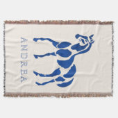 Couverture Cheval Bleu Peinture Moderne Equestre Décor Maison (Devant)