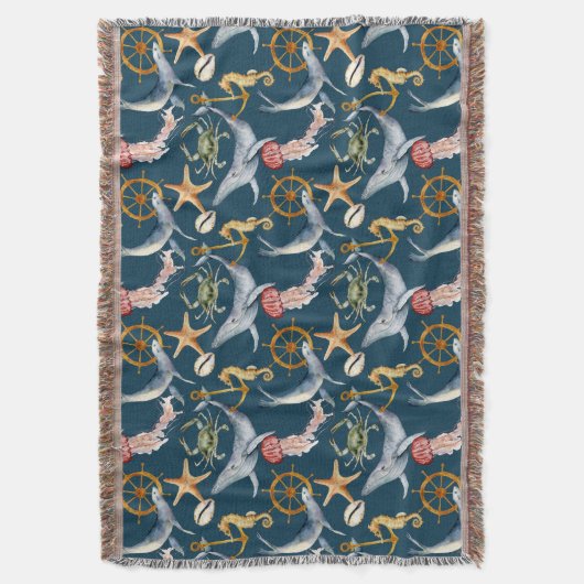Couverture Cheval de mer, Navires Roue, baleines, Crabe, Élev (devant Vertical)