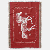 Couverture Cheval de Noël des flocons rouges et blancs (devant Vertical)