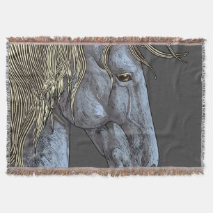 Couverture Cheval Gris Majestueux avec Crinière Flottante