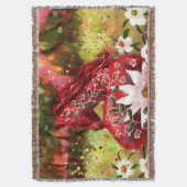 Couverture Cheval marguerrier Art Abstrait Rouge Blanc Vert F (devant Vertical)