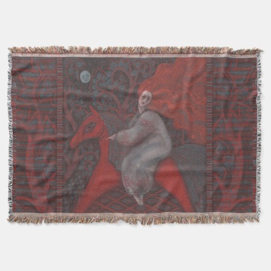 Couverture "Cheval Rouge", femme gingembre, art folklorique, (Devant)