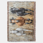 Couverture Cheval Trio Galloping Peinture (devant Vertical)