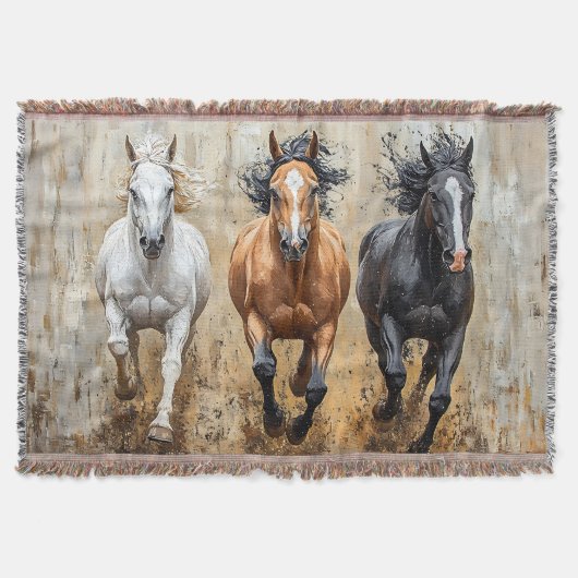 Couverture Cheval Trio Galloping Peinture (Devant)
