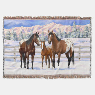 Couverture Chevaux Appaloosa De Baie Brown En Neige