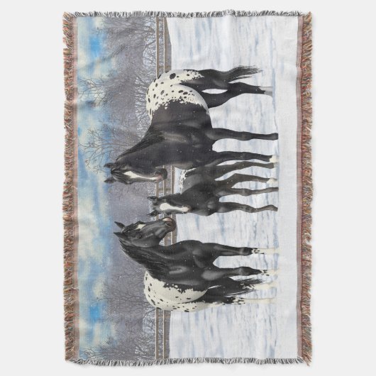 Couverture Chevaux Appaloosa Noir En Neige (devant Vertical)