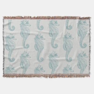Couverture Chevaux de mer tropicaux, Motif hippocampe - gris