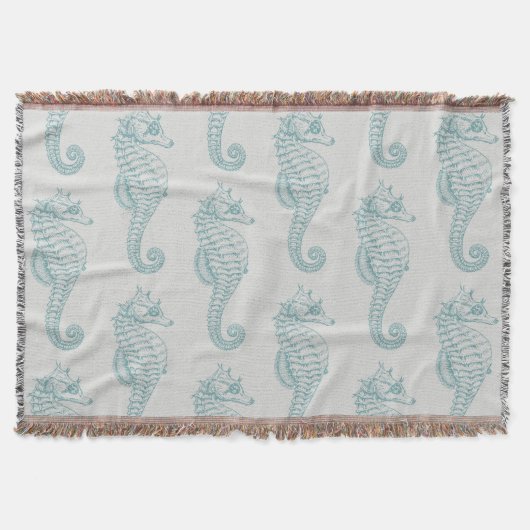 Couverture Chevaux de mer tropicaux, Motif hippocampe - gris (Devant)