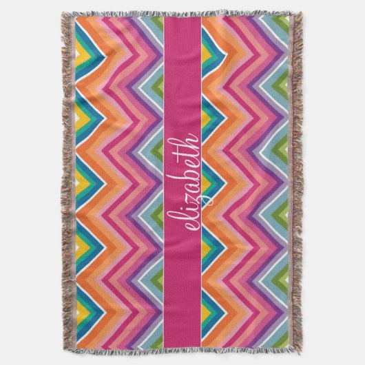 Couverture Chevron de couleur vive Motif Nom du script (devant Vertical)