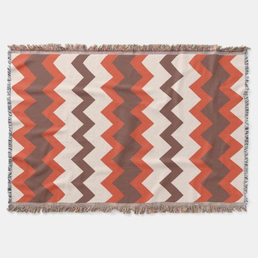 Couverture Chevron zigzag design naturel rouge brun rose (Devant)