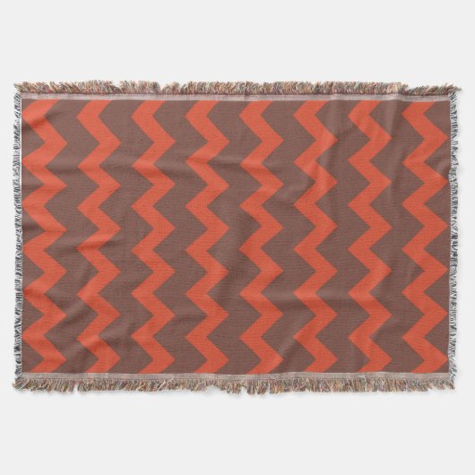 Couverture Chevron zigzag design rouge brun (Devant)