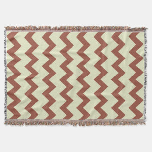 Couverture Chevron zigzag design vert naturel brun