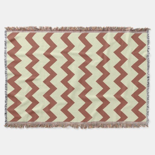 Couverture Chevron zigzag design vert naturel brun (Devant)