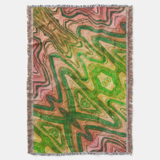 Couverture Chic Boho rose et vert Abstrait (devant Vertical)