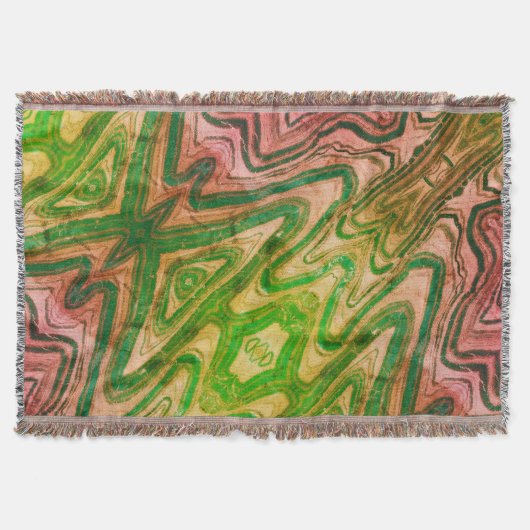 Couverture Chic Boho rose et vert Abstrait (Devant)