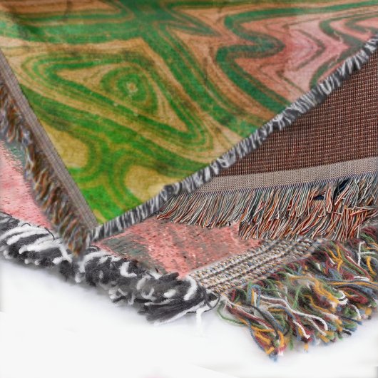 Couverture Chic Boho rose et vert Abstrait