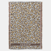 Couverture Chic couleur brun or cheetah imprimé monogramme (devant Vertical)