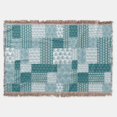 Couverture Chic ethnique Faux Patchwork Motif, Turquoise et b (Devant)