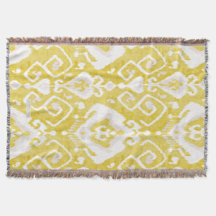 Couverture Chic jaune et gris damask ikat motif tribal
