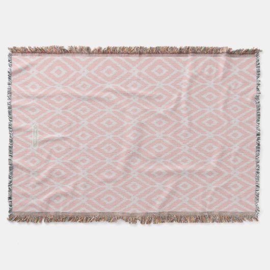 Couverture Chic pastel rose pâle ikat motif de diamants triba (Devant)