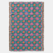 Couverture Chic Rangoli Fleurs et Pois Jetons Blanket (devant Vertical)