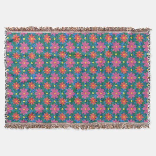 Couverture Chic Rangoli Fleurs et Pois Jetons Blanket (Devant)