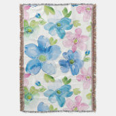 Couverture Chic rose bleu bleu floral (devant Vertical)